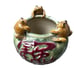 Vintage Majolica Style Frog Pottery Ceramic Planter Bowl Green Signed 4 Tall