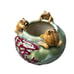 Vintage Majolica Style Frog Pottery Ceramic Planter Bowl Green Signed 4 Tall