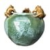 Vintage Majolica Style Frog Pottery Ceramic Planter Bowl Green Signed 4 Tall