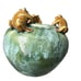 Vintage Majolica Style Frog Pottery Ceramic Planter Bowl Green Signed 4 Tall