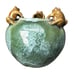 Vintage Majolica Style Frog Pottery Ceramic Planter Bowl Green Signed 4 Tall
