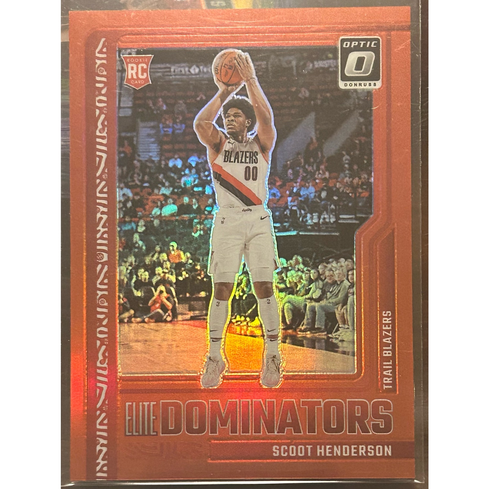 2023-24 Optic Scoot Henderson Rookie Red Dominators /99 SSP Blazers Color Match