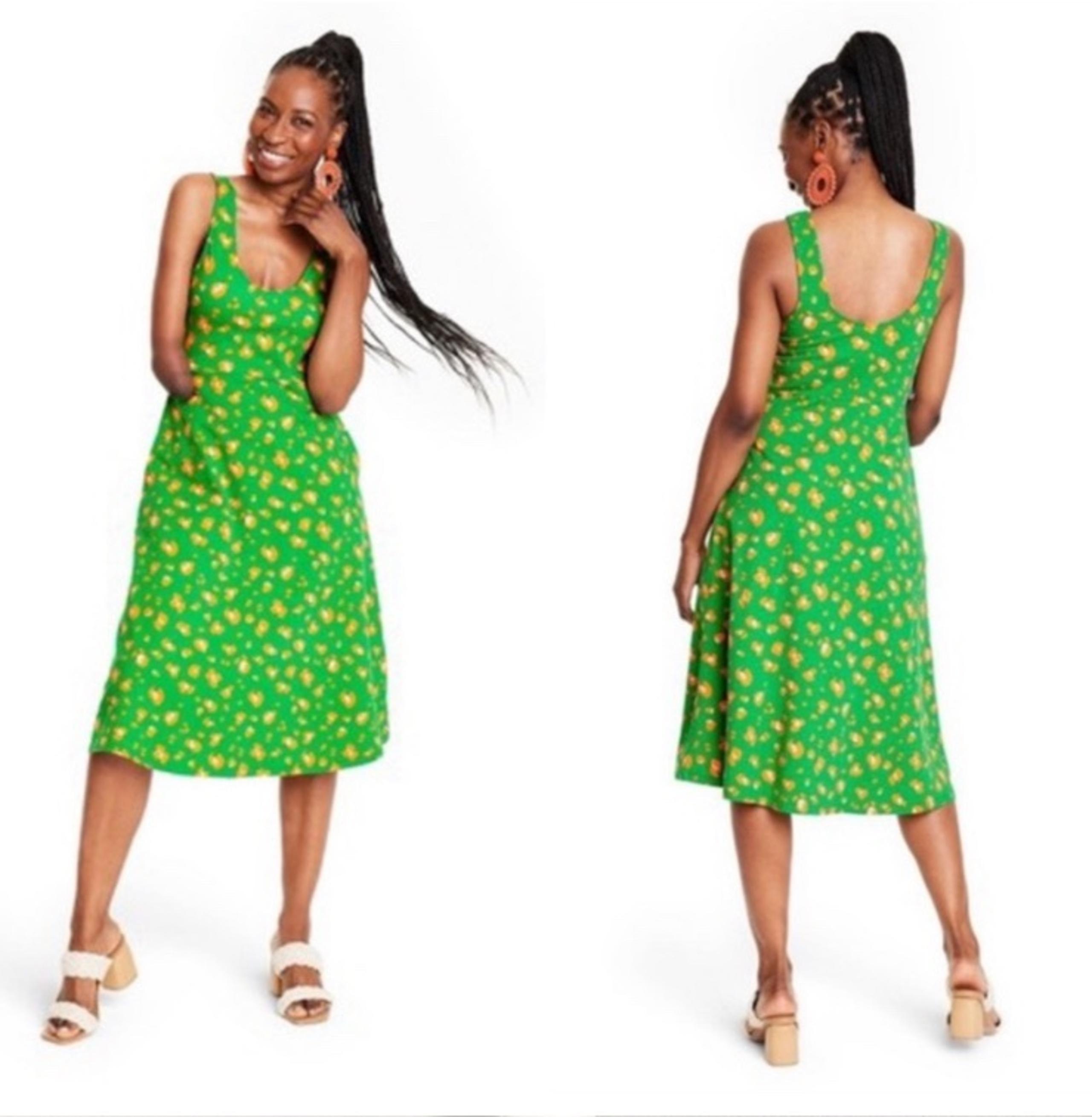 Tabitha Brown for Target midi leopard dress green/orange