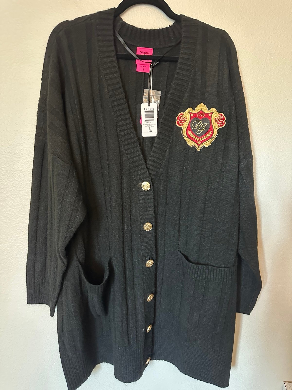 Betsey Johnson for Torrid Vegan Cashmere Oversized Boyfriend Cardigan