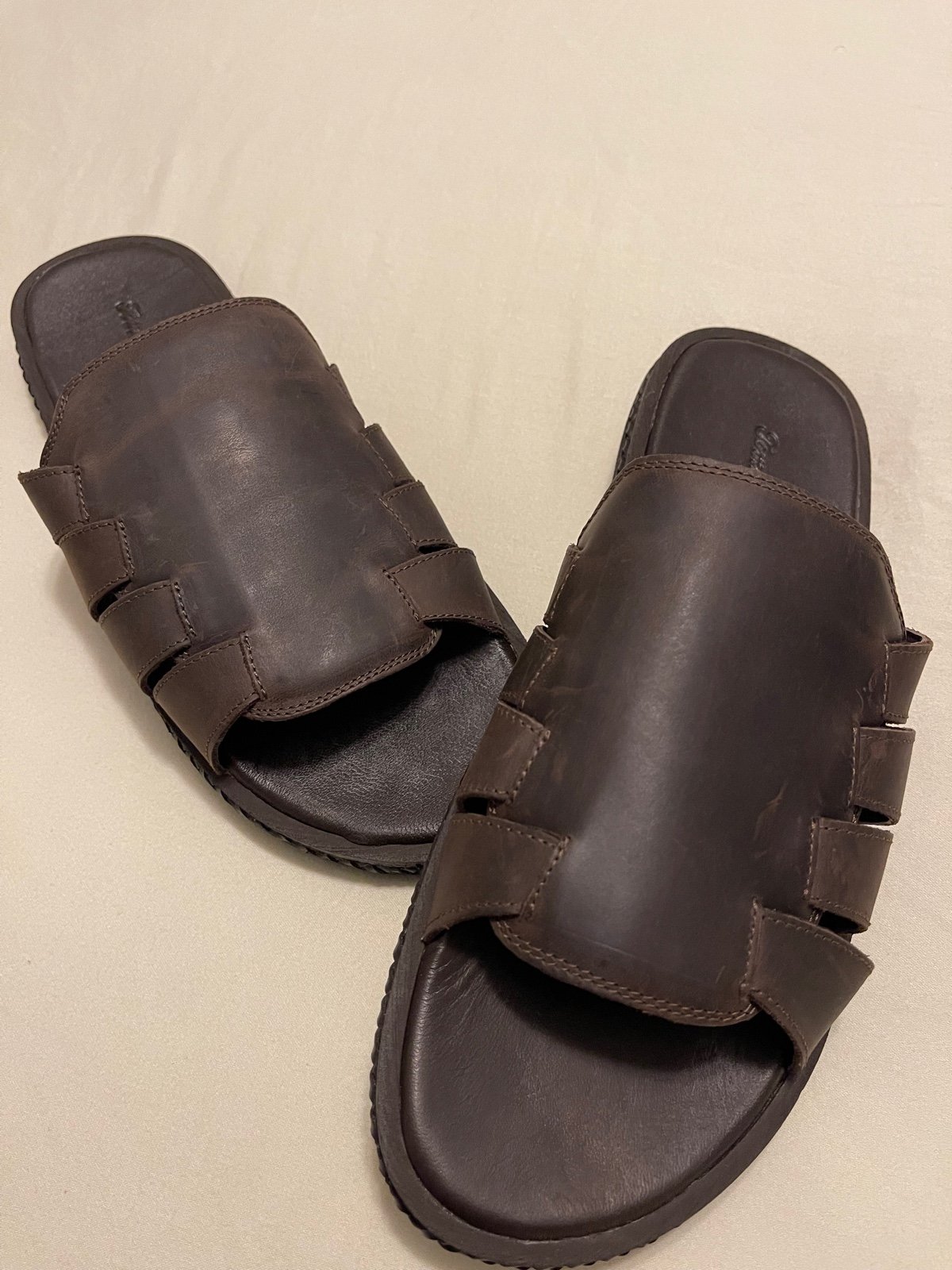 Tommy Bahama Mens Leather Hemet Slide Sandals Sz 8 D Brown