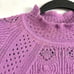 See by Chloe Open Knit Half Sleeve Sweater Striking Purple Alpaca and Wool Blend