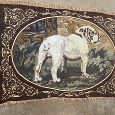 Vintage We Love Country British Bulldog Blanket dog tapestry 1980s w/tags Animal