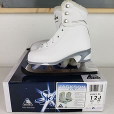 Jackson Ultima Sz 12J White Figure Skates Fleece JS181 FL Youth Misses
