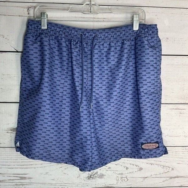 Vineyard Vines Men’s Blue Print All Over Swim Trunks/Board Shorts Size L