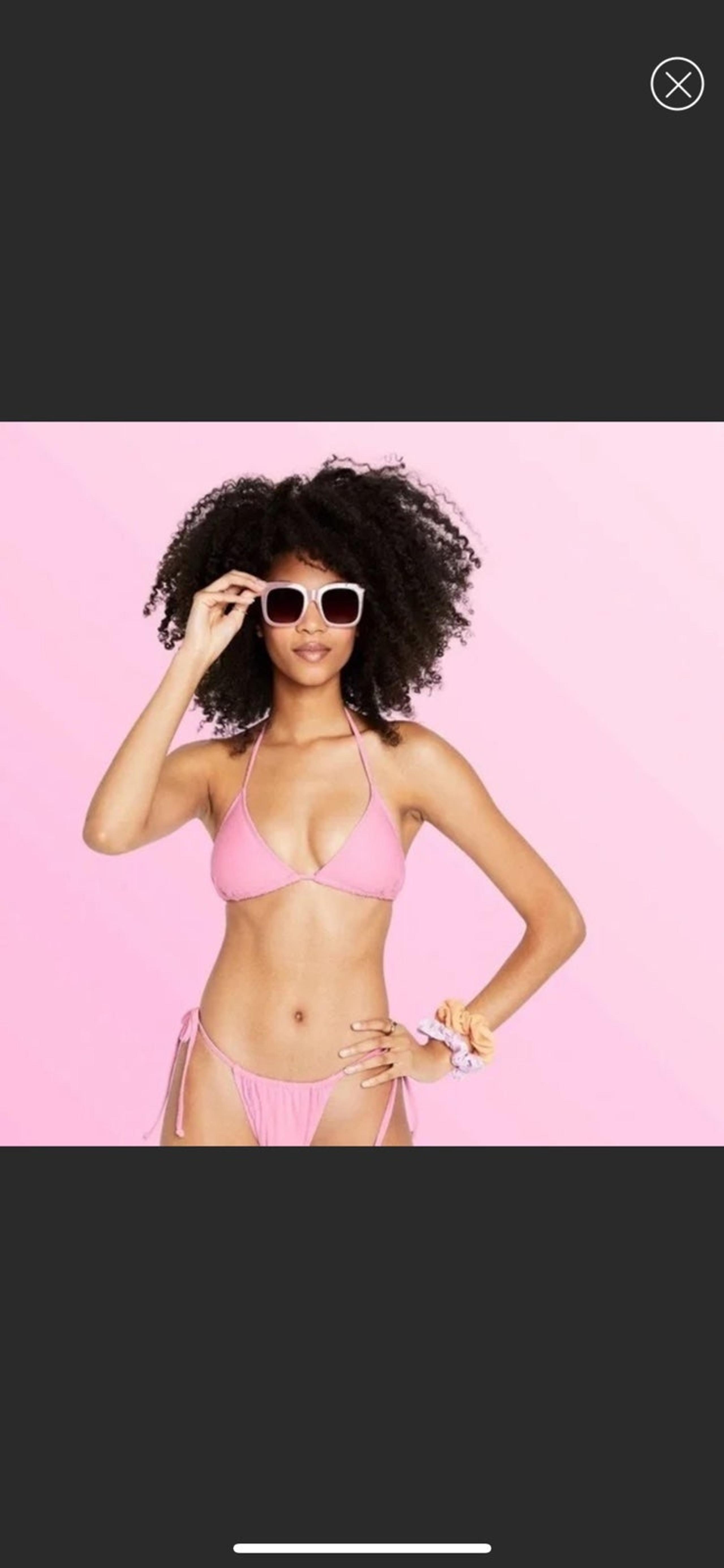 Women's Side-Tie Textured String Bikini - Stoney Clover Lane Pink Small NWOT