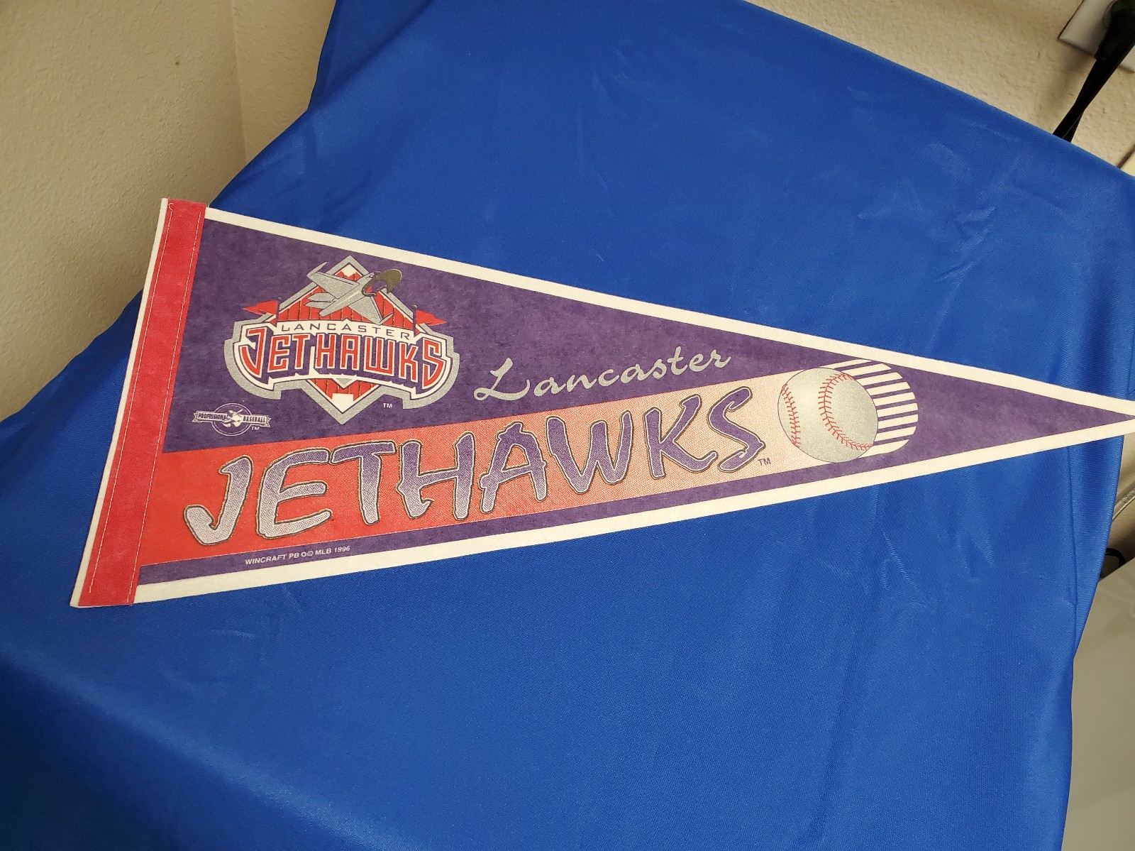 Vintage 1996 Full Size Lancaster Jet Hawks Minor League Baseball Pennant