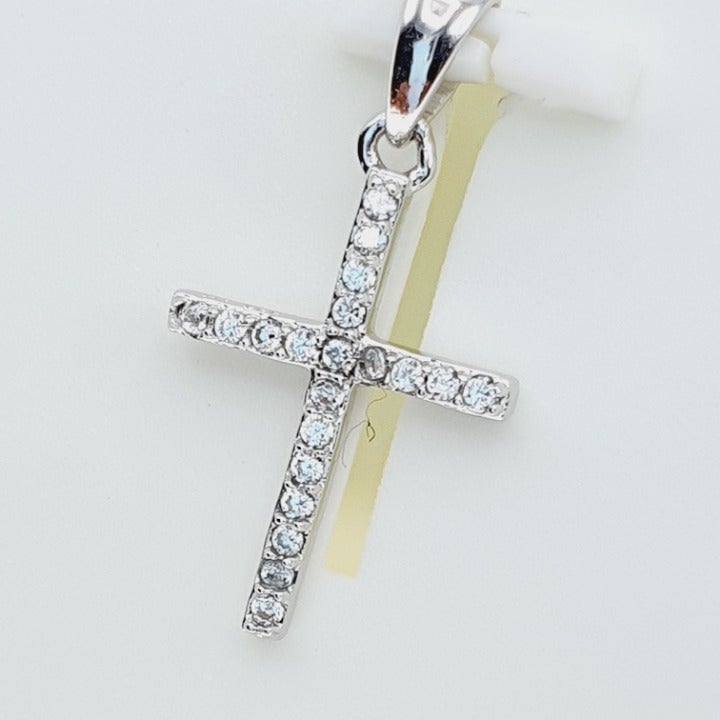 Simulated Diamond Cross Cristian Pendant 925 Silver Women Pendant US925P1060