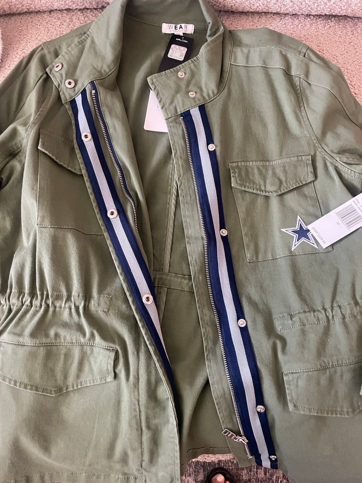 Wear by Erin Andrews NFL Dallas cowboys Olive Green Jacket Women's Size M NWT