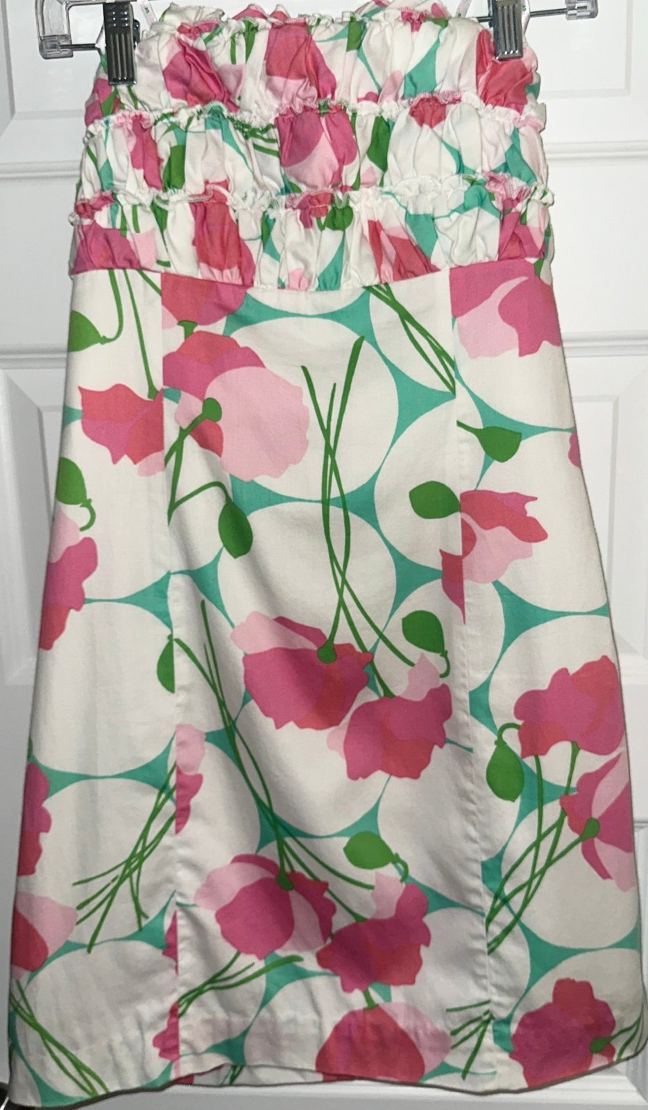 Lilly Pulitzer Pink and Green Smocked Strapless Dress