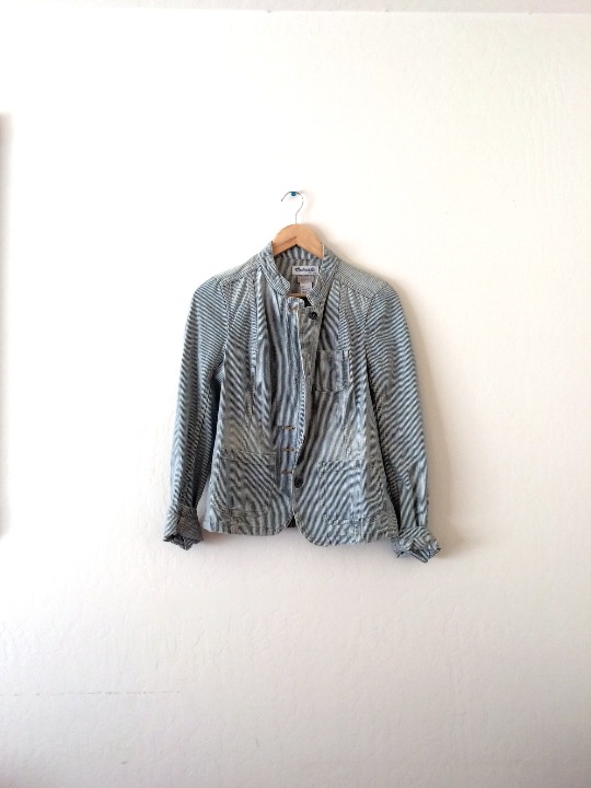 Madewell Pinstripe Denim Jean Jacket