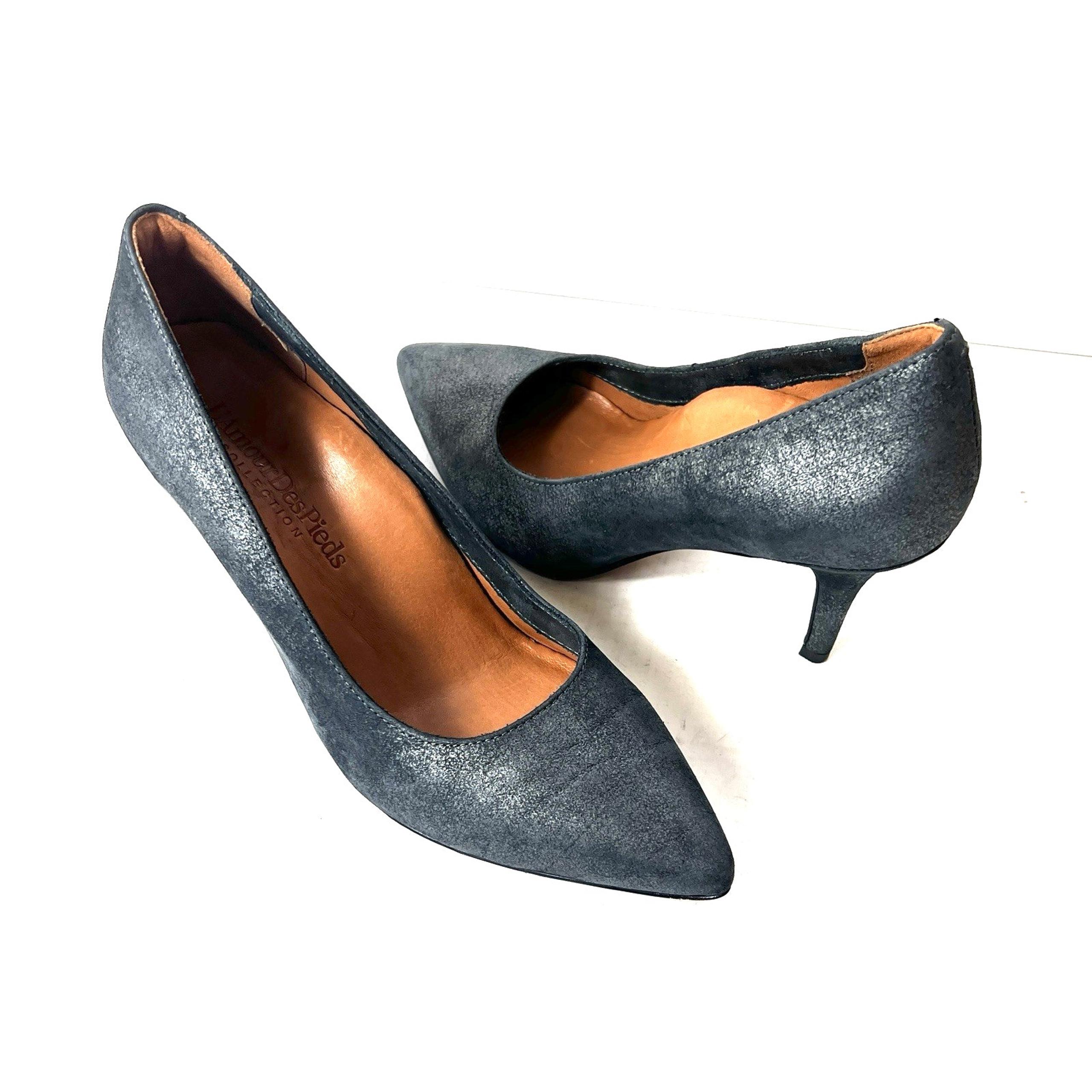 L'Amour Des Pieds Classic Pump Kalani Women's Size 7 M Gray Leather Heel Slip On
