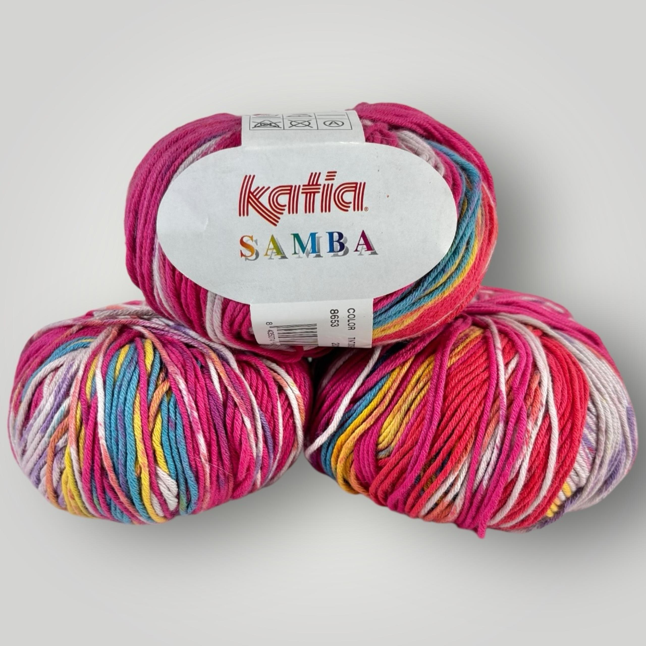 Lot of 3 Katia Samba Variegated 100% Cotton Yarn 2 Partial Skeins Color 8653