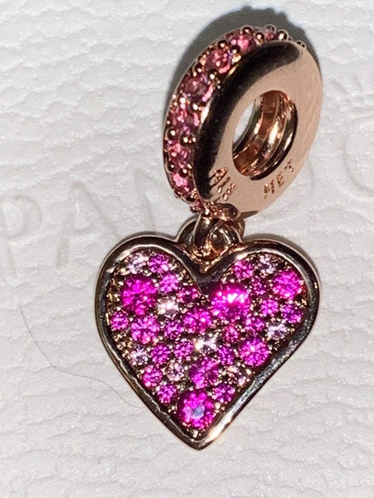 Pandora Pave Freehand Heart Dangle Charm
