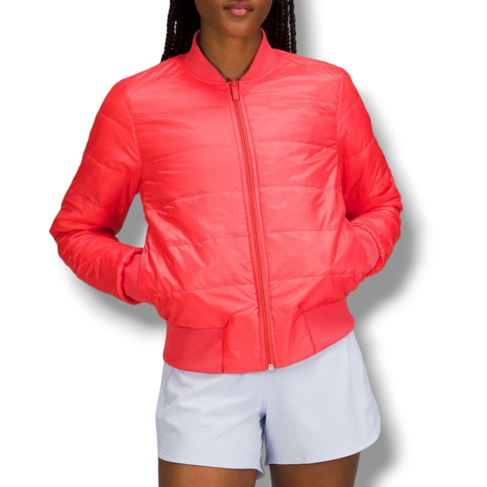 NWT Lululemon Raspberry Orange Non-Stop Reversible Lightweight Bomber Jacket 4