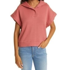 ba&sh Short Sleeve Hoodie in Vieuxrose