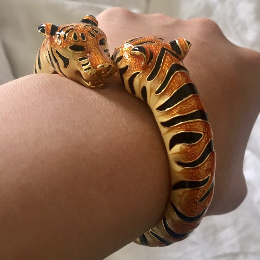 Kenneth Jay Lane Gold/Black Tiger Bracel
