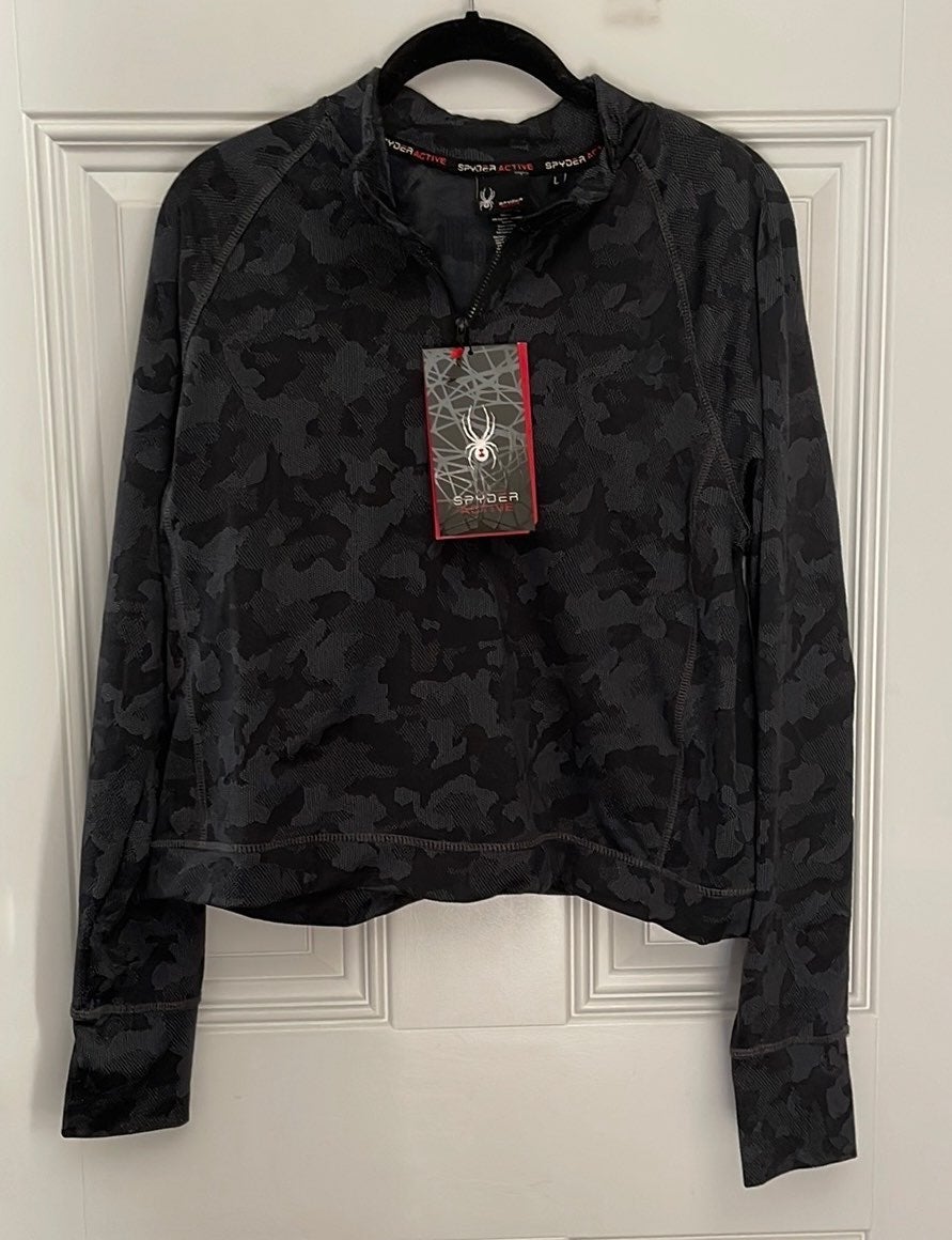 Spyder Active Half Zip long sleeve PullOver with thumb hole | black | large
