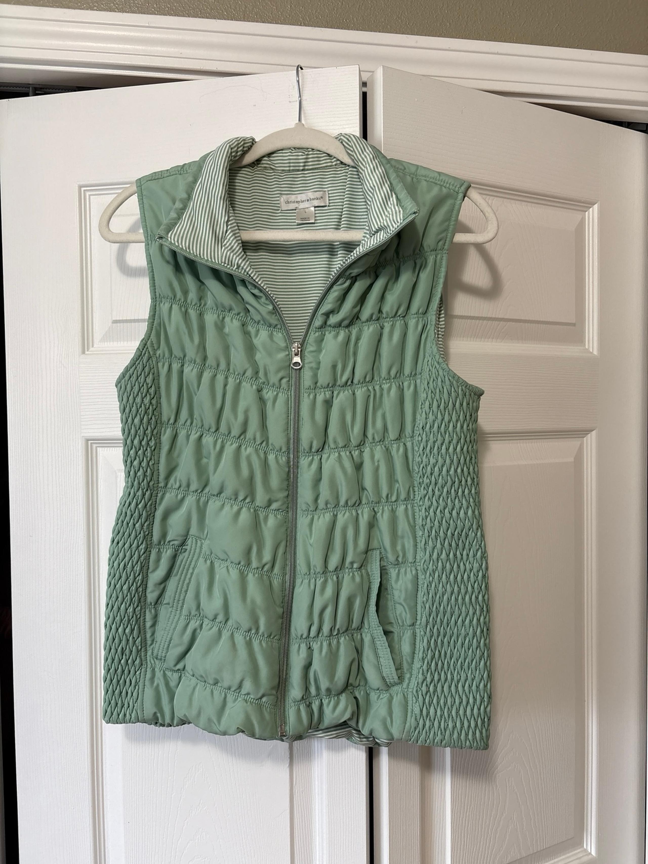 Christopher & Banks Stretchy Puffy Quilted Mint Vest