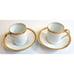 ANC Fabrique Royale Limoges France Demitasse Cup & Saucer Agate Gilded set of 2