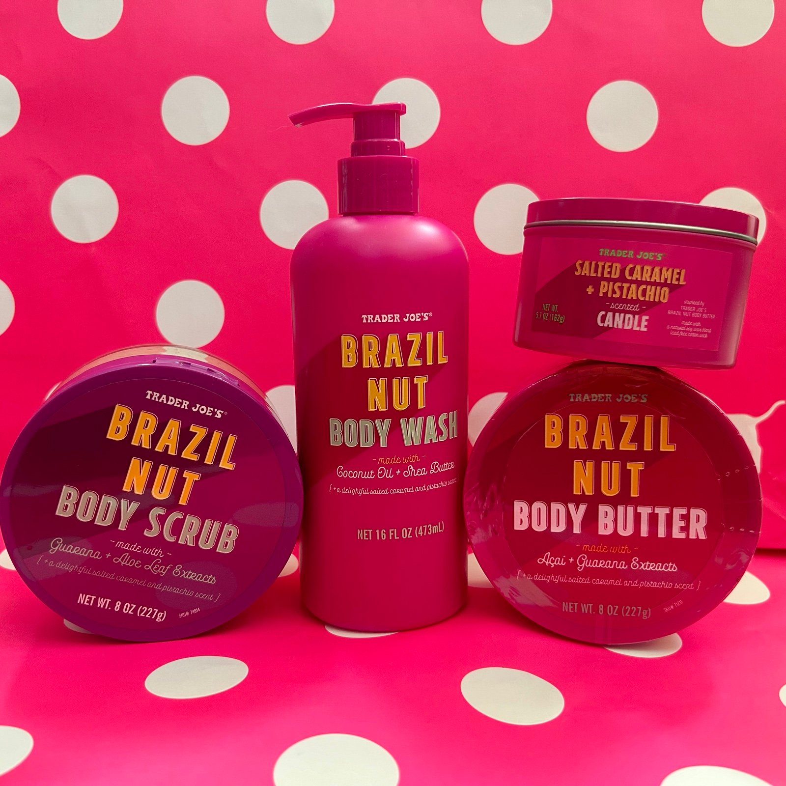 Trader Joes BRAZIL NUT Body Care Set Wash Candle Scrub Butter