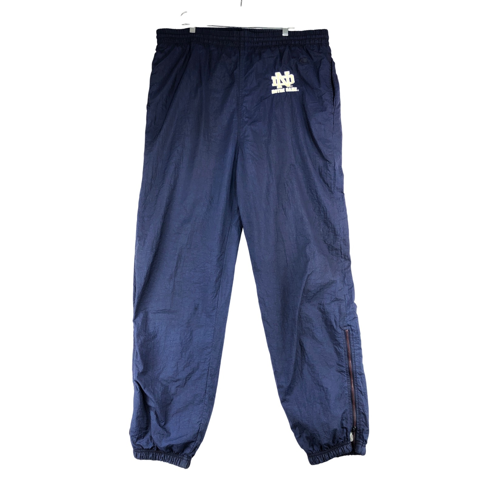 VTG 90s Champion Notre Dame Nylon Wind Track Pants Mens Large Blue Mesh Lined