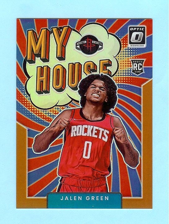 2021-22 PANINI DONRUSS OPTIC JALEN GREEN MY HOUSE #17 ORANGE PRIZM RC #16/39