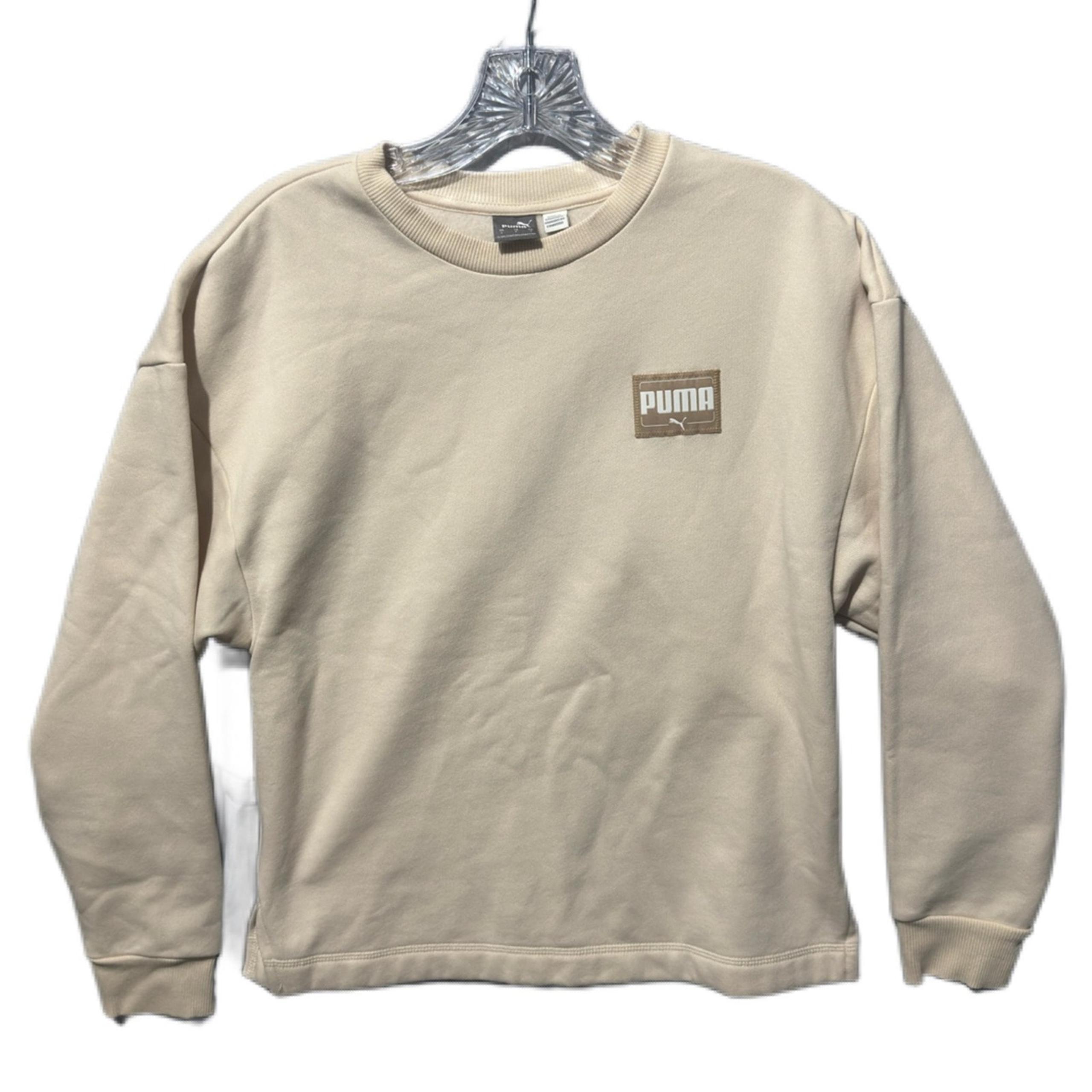 PUMA Women's Small Beige Crew Neck Fleece Lined Sweatshirt