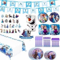 128 piece Frozen Elsa Anna Olaf Birthday Party Supplies Party for 10