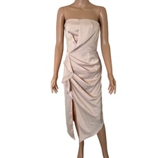 C/MEO Collective Revolve dress strapless midi light blush pink side slit SZ SM