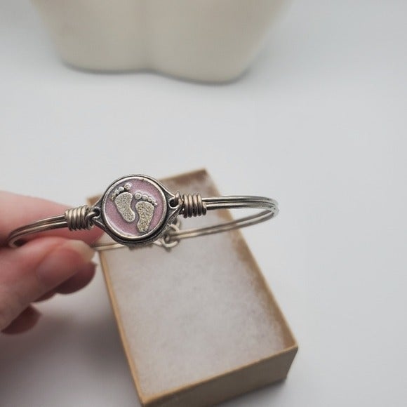 Luca and Dani sterling silver baby footprints baby feet bracelet expecting mom