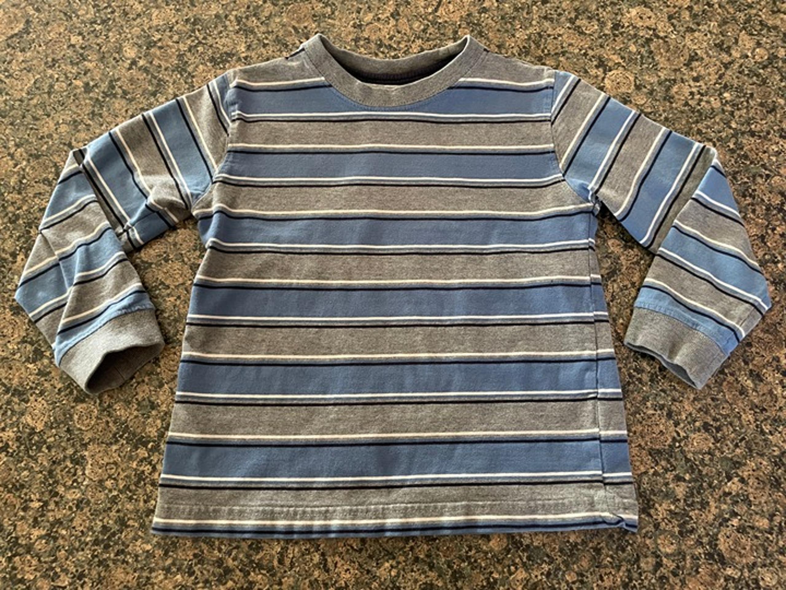 Boy's Sonoma shirt size 5/6 blue gray striped long sleeves
