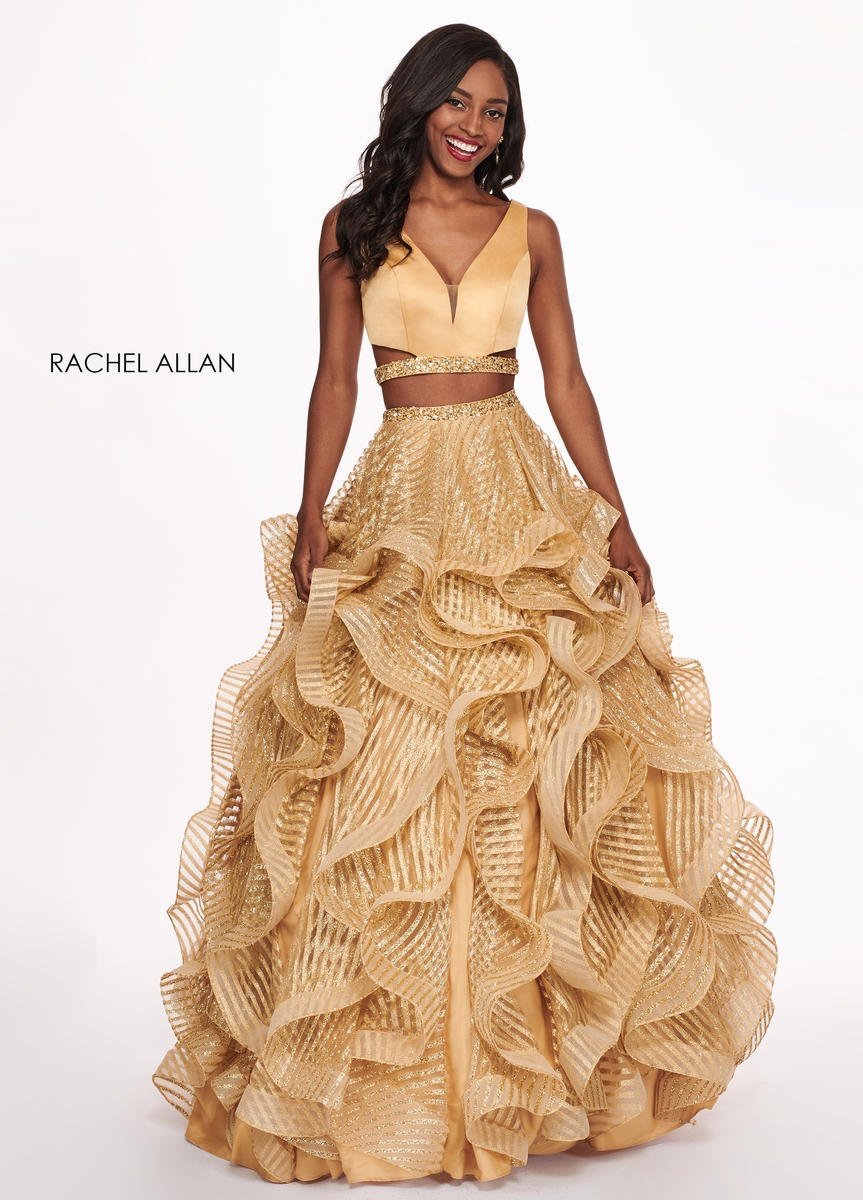 RARE Rachel Allan 6427 - Plunging V Neck Two Piece Ballgown-Size 8, prom/formal