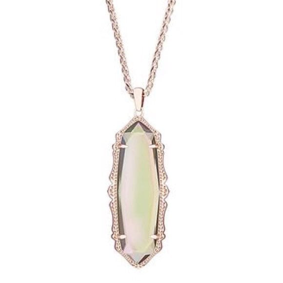 RARE kendra scott frances rose gold iridescent peach necklace