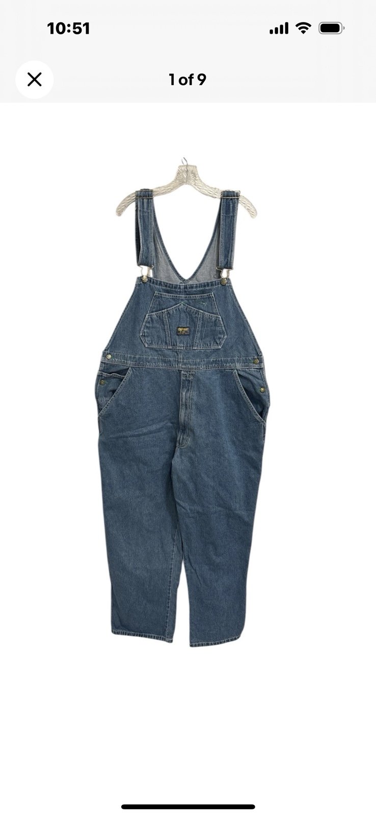 Vintage Men's Oshkosh Bib Overalls XL Reg 44x30 Denim Vestbak Classic Carpenter