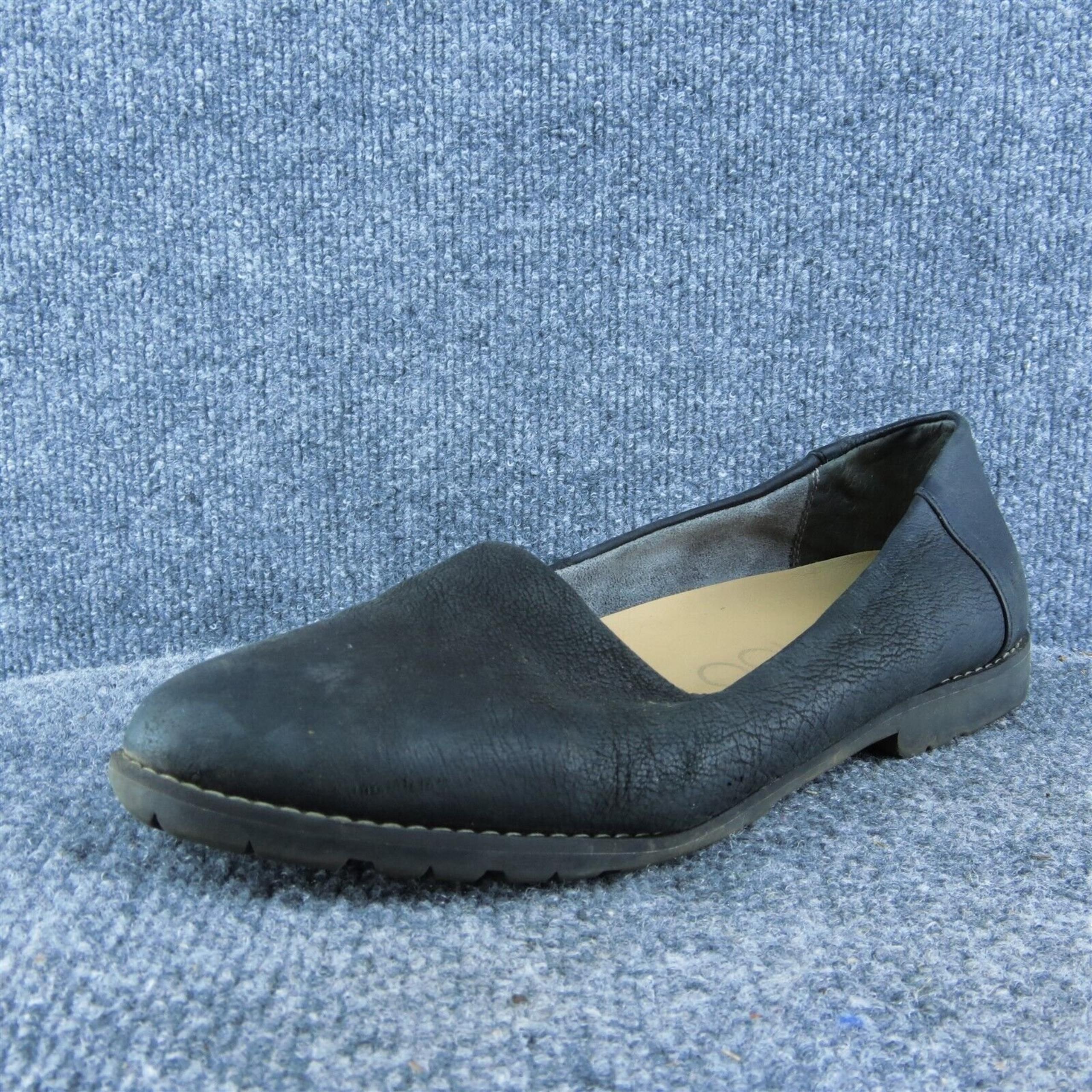 Me too Cairo Women Flat Shoes Black Leather Slip On Size 10 Medium