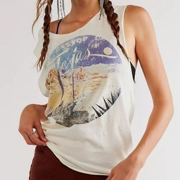 NWOT Free People Midnight Rider ZZ Top Tejas Tank Top Size Medium