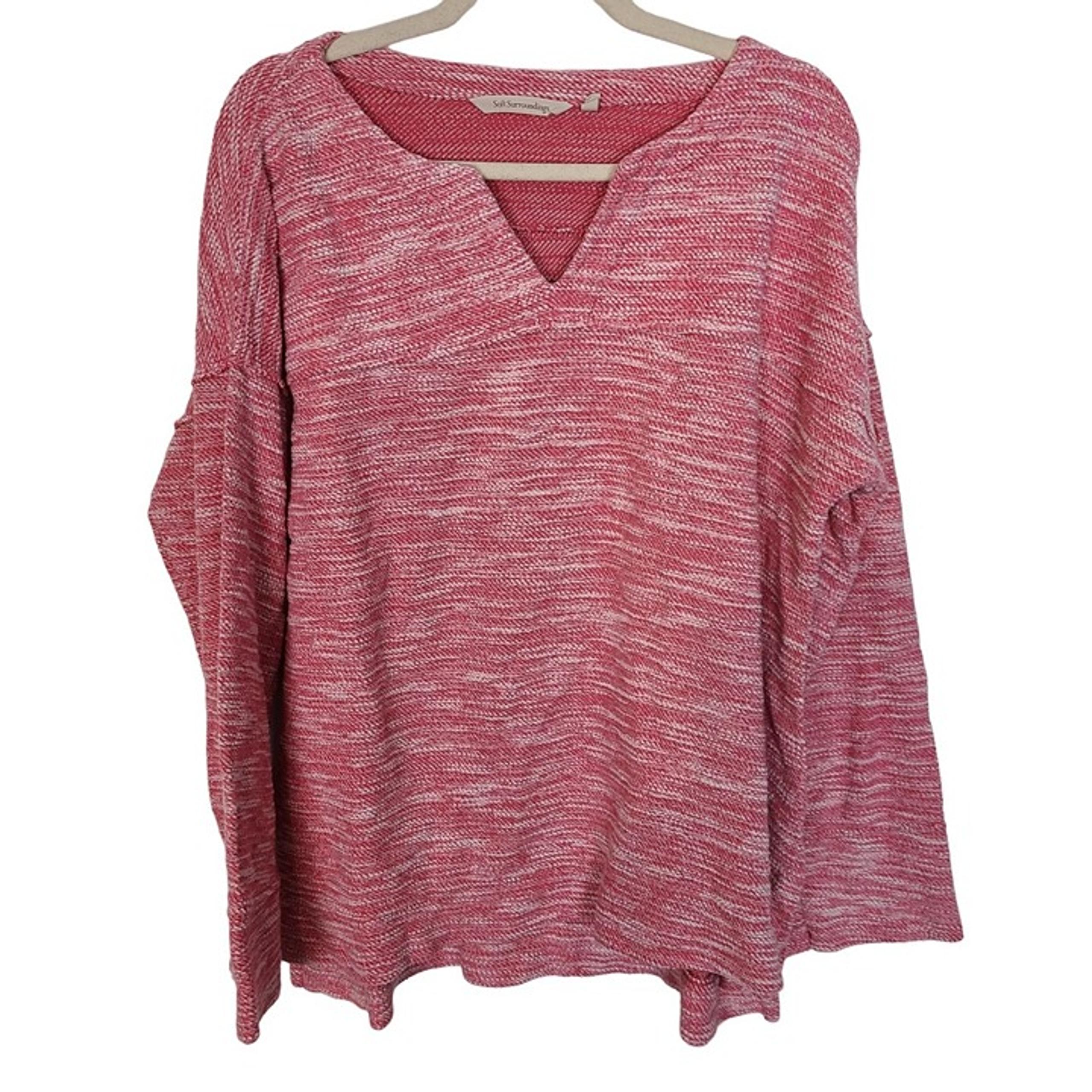 Soft Surroundings Womens M Pink Long Sleeves Sweetheart Pullover Tunic Sweater