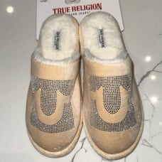 True Religion beige Crystal Slippers