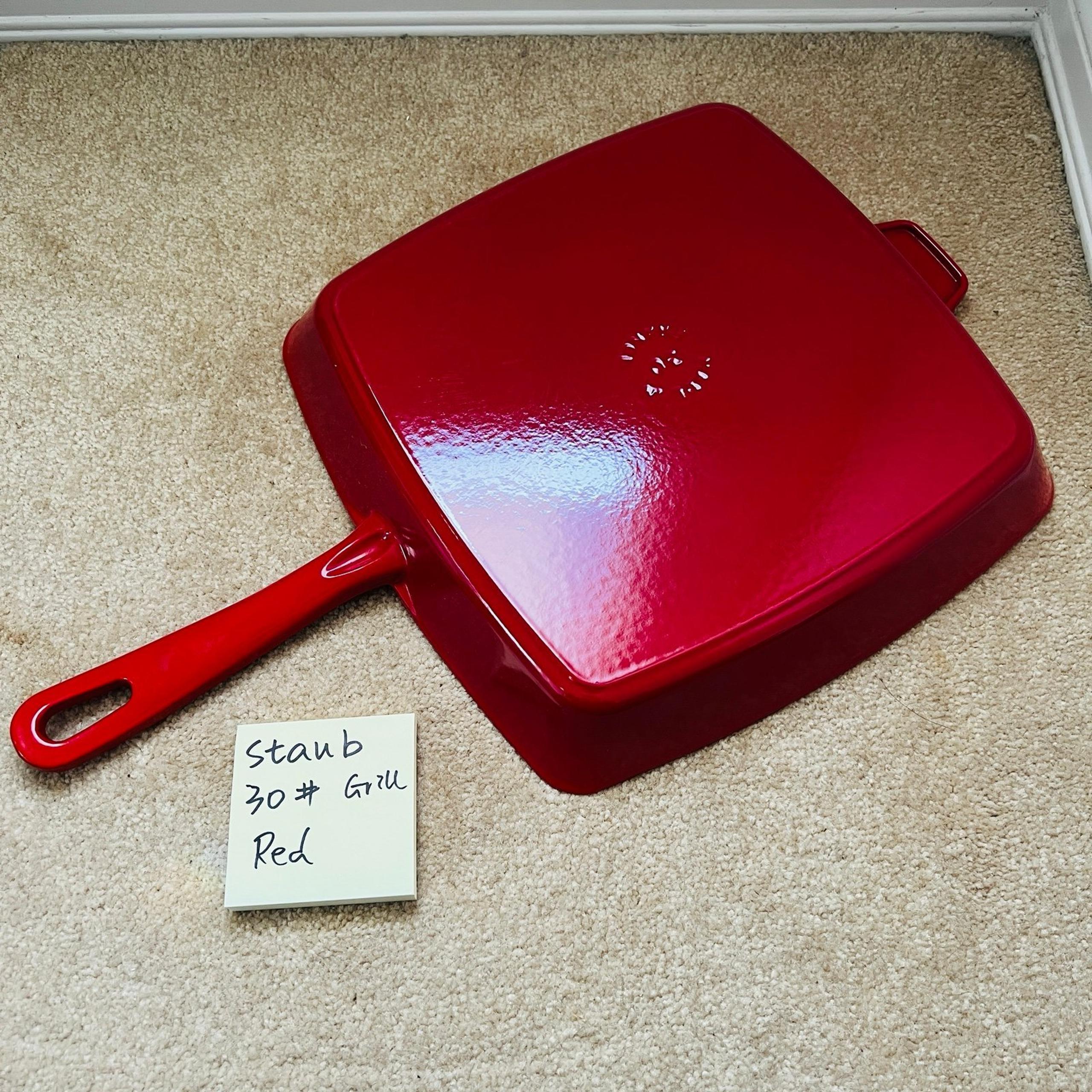 Staub 30# grill pan square cherry Red cast iron