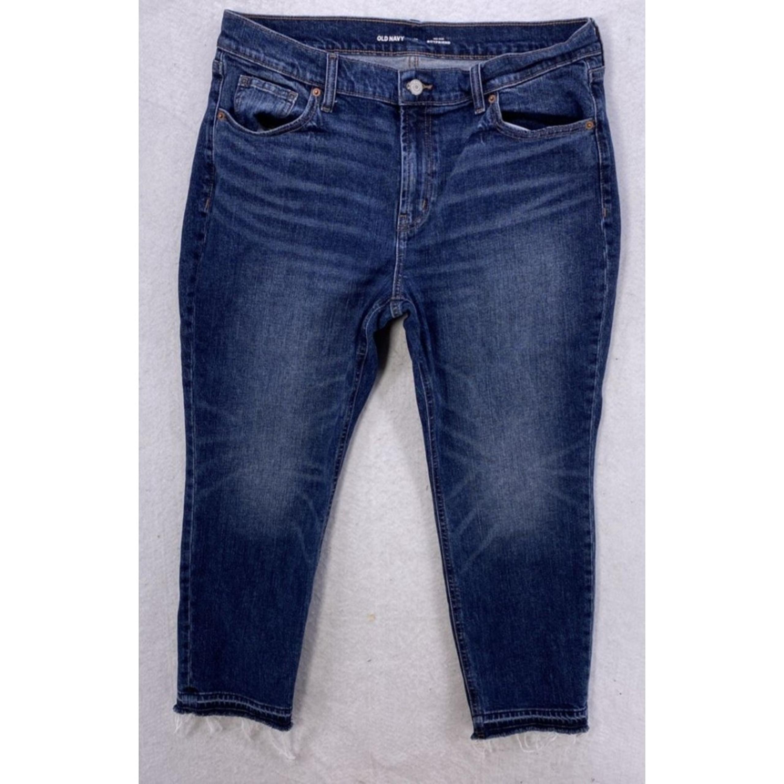 Old Navy Women’s Mid-Rise Boyfriend Jeans Size 12 Vina Wash Raw Hem Denim Pants