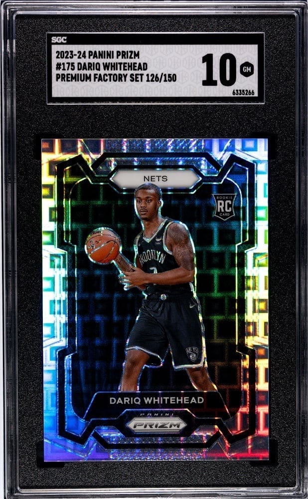 Dariq Whitehead Pandora Prizm rookie /150 SGC 10 Nets