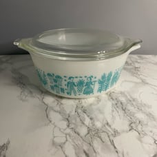 Vintage PYREX Amish Butterprint Turquoise 1.5 Pt Casserole Dish #472 With Lid
