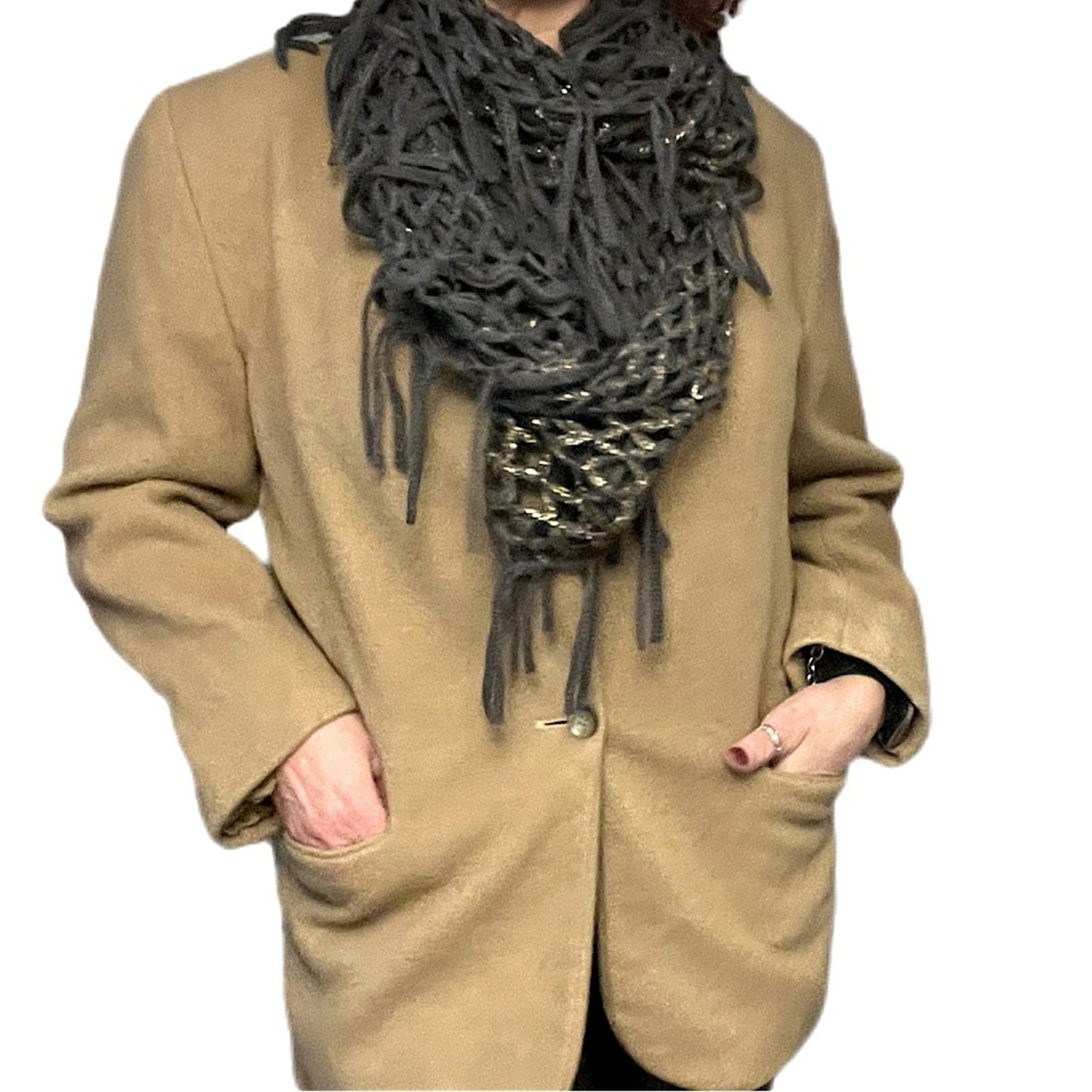 Women's LL BEAN Vintage Wool Blazer in tan US made fully lined 1 button closure