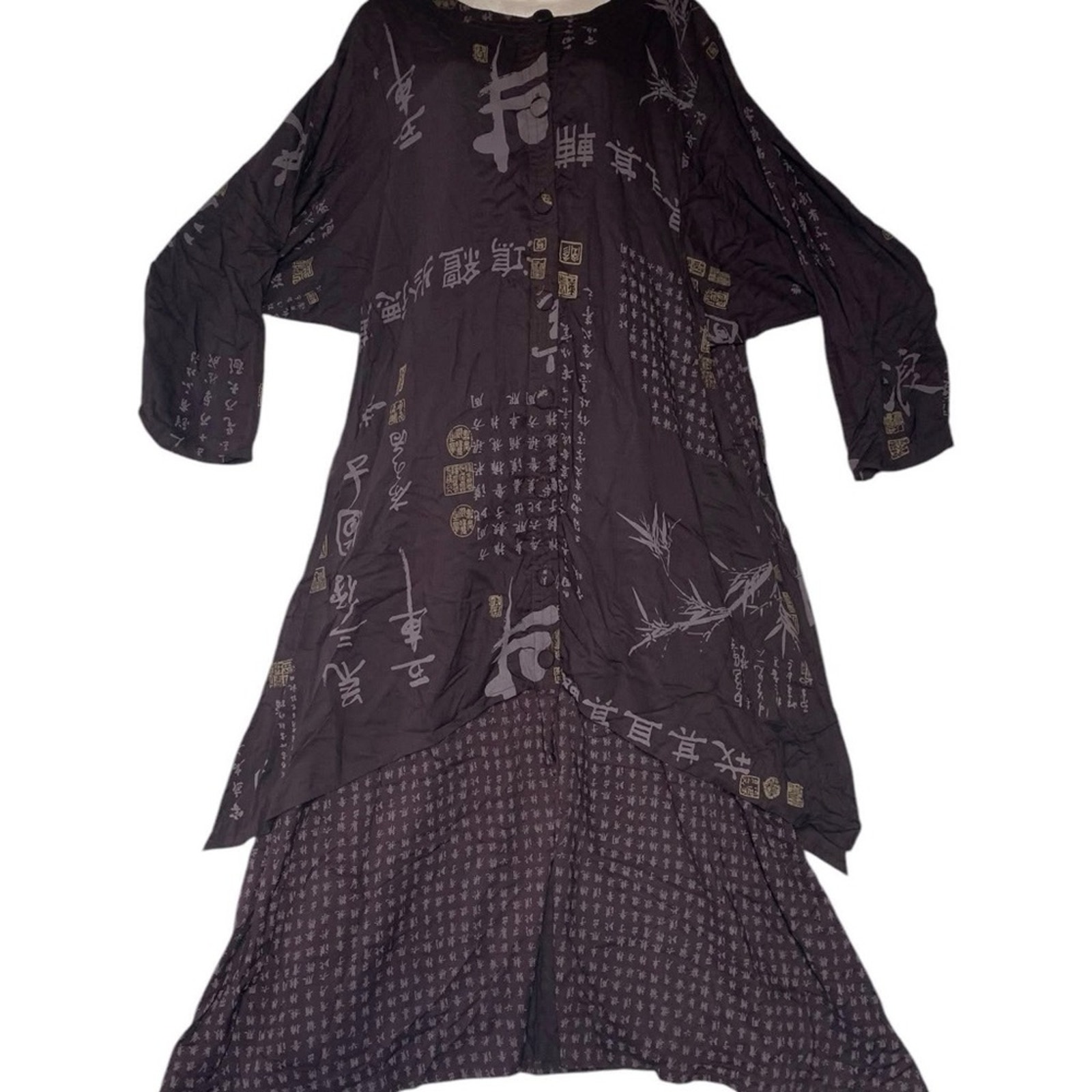 Brand New Endless Knot Art Asian Print Layered Dress - Size Large