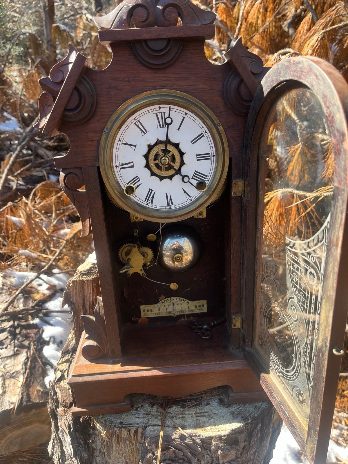 ANTIQUE ANSONIA MANTELPIECE CLOCK
